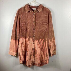 *YARD SALE!* Womens Peach Love California Free Thinker Ombre Corduroy Shirt L